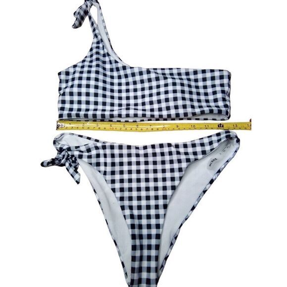 SheIn Blue And White Plaid Bikini 2 piece Swimsuit Size S - Picture 2 of 2